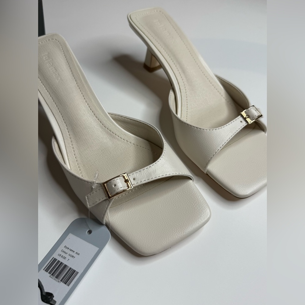 Ivory Kitten Heel Mule